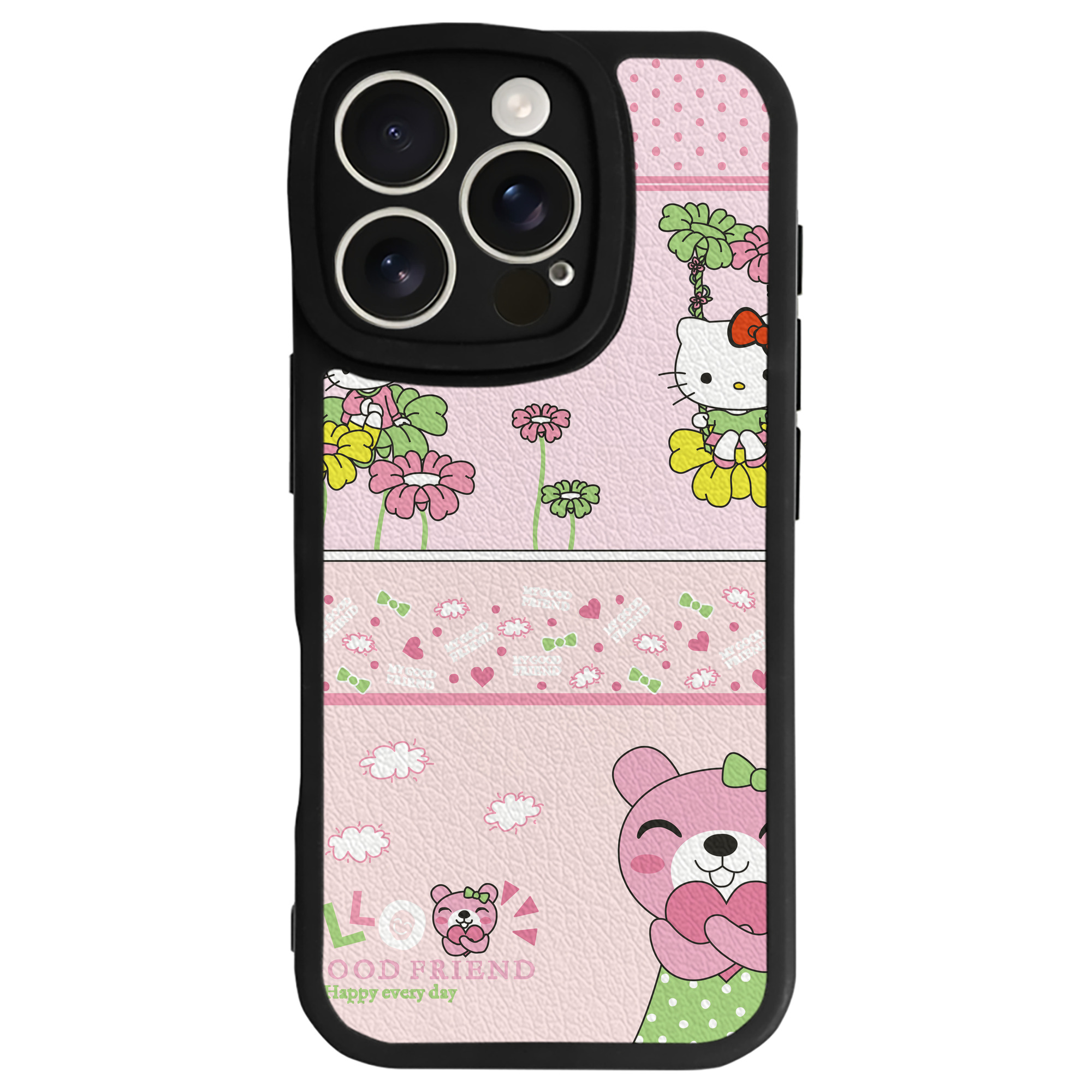 （画像用） Hello Kitty ハローキティ 【iPhone 16シリーズ対応】シリコンスマホケース（レザー調） 材質：シリコン